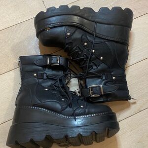 Black Platform Lace-Up Boots